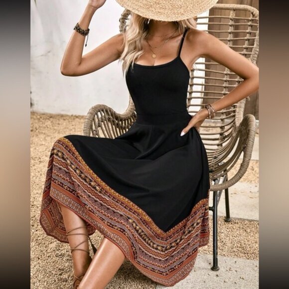 Boho geo print cami dress - Picture 1 of 7